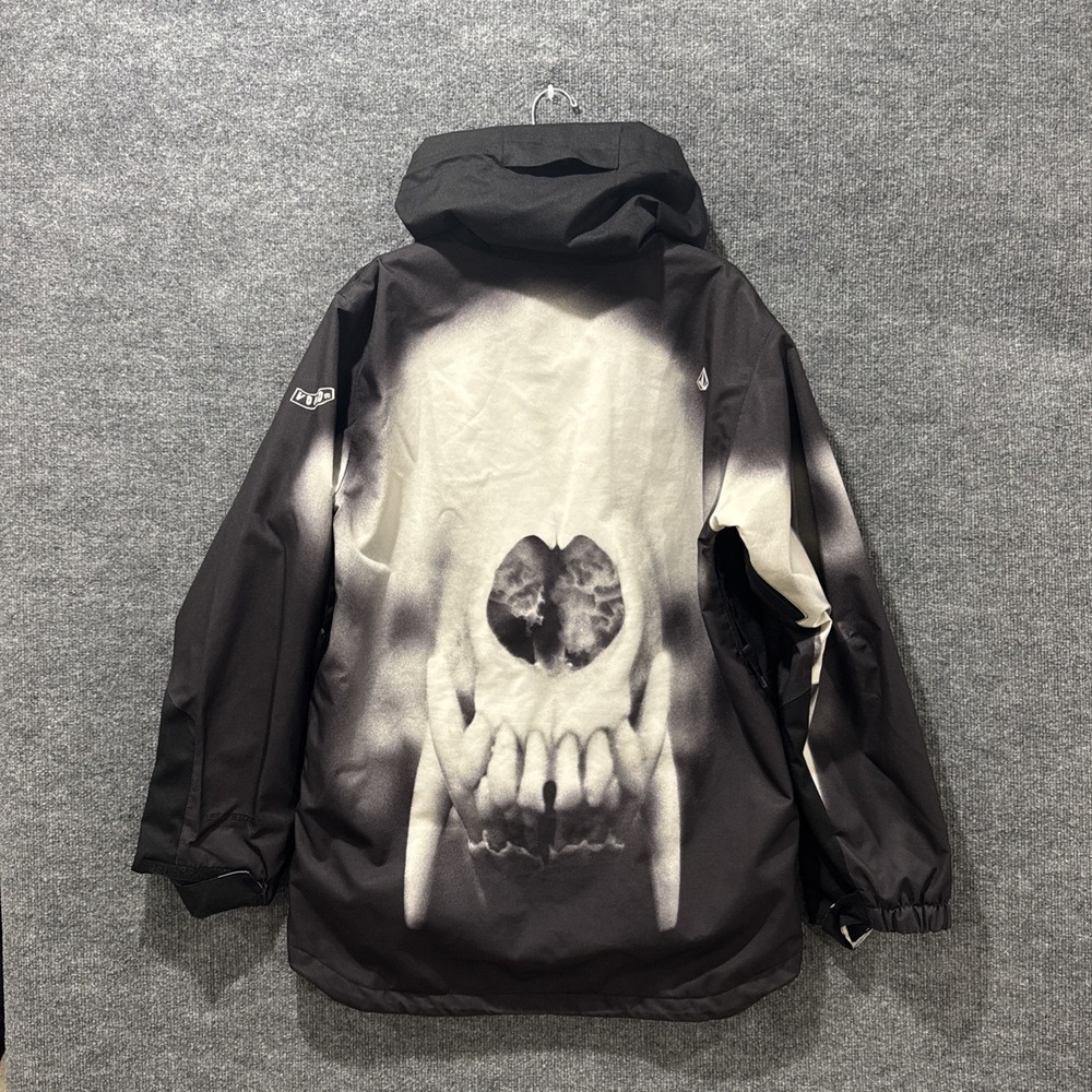 Vintage 00's Volcom Let It Storm Animal Skull Ghost Black Fleece Jacket Men's S